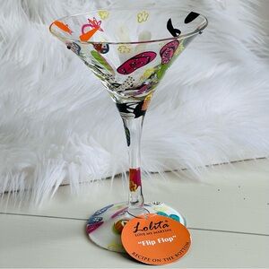 LOLITA Love My Martini  Hand Painted "Flip Flop" 10oz Glass Recipe On Bottom
